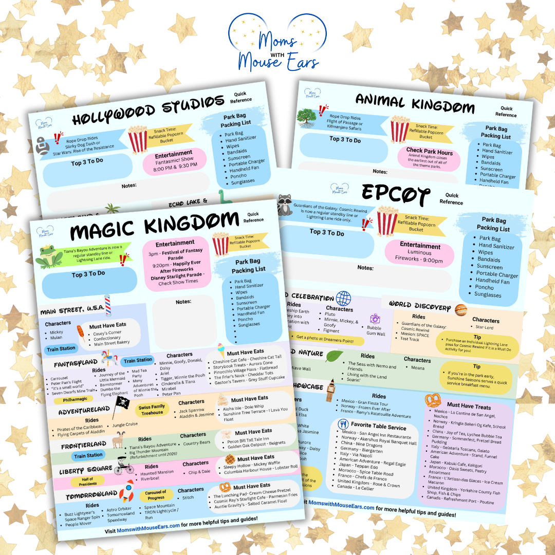 Disney World Theme Park Quick Reference Guides - Moms with Mouse Ears
